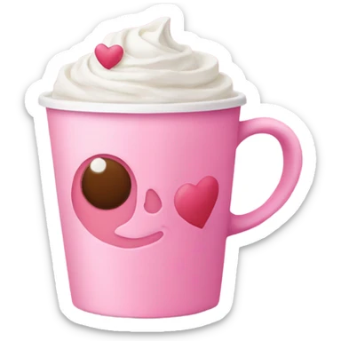 A pink coffee with pink hearts around it sticker