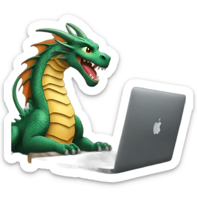 dragon with a mac book pro sticker