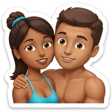 White buff man Kissing brown girl sticker
