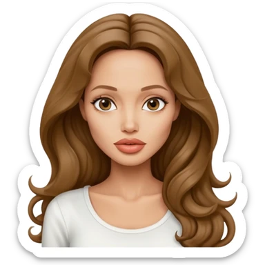 Angelina jolie , fashion model Beautiful woman model adult   large breasts  with close set eyes tan skin, full lips  long hair curled model white  top   sticker