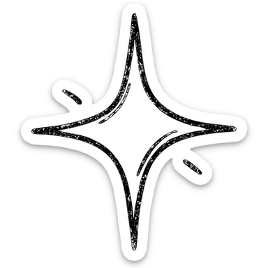 hand-drawn outlined icon of a small bright star on a glossy black car surface, subtle reflections, gold or silver details, clean and modern sticker