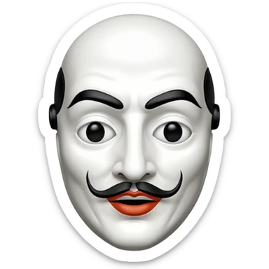 Money Heist, Dali mask (black-white), realistic sticker