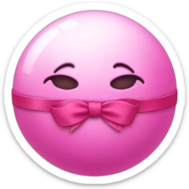 pink ball character with no mouth and a head ribbon sticker