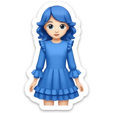 lon sleeve blue dress with ruffles sticker