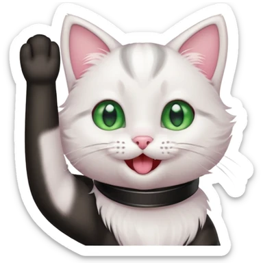 Cute kitty winking and waving and having a good time sticker