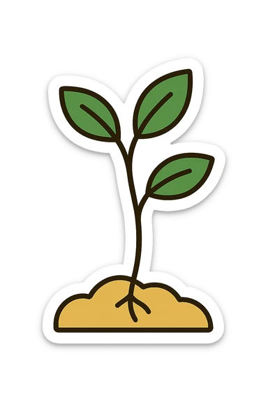 growing plant, minimalistic, green gold and white color scheme, clean lines, no background sticker