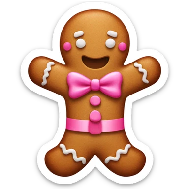 gingerbread man with pink bow sticker