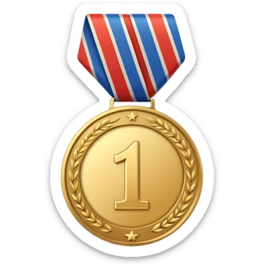 Medalla con número uno, y detrás un certificado sticker