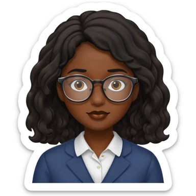 Una chica morena ondulada pelo negro con lentes  sticker