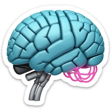 cerebro 3D con zona parietal derecha iluminada sticker
