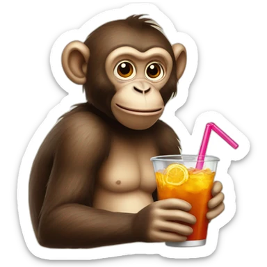 Monkey whobis drinking a soda with a straw sticker