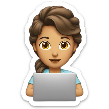 mujer pelo en moño y trabajando en laptop sticker