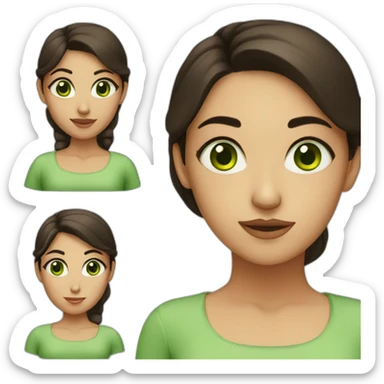 Turkish girl with dark brown hair, small head with green eyes sticker