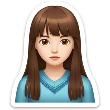 girl with long brown hair and fringe sticker