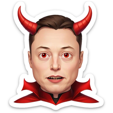 Elon musk as the devil sticker