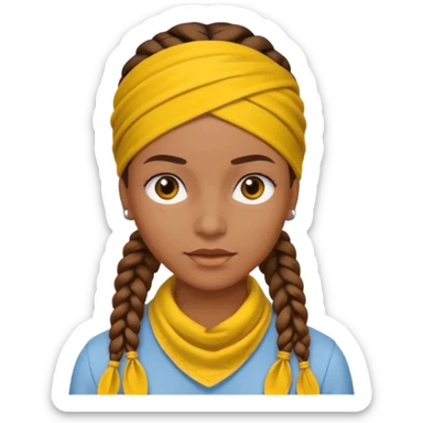 woman with brown braids and a yellow bandana sticker