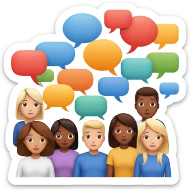 people connected in a group chat with multiple speech bubbles sticker
