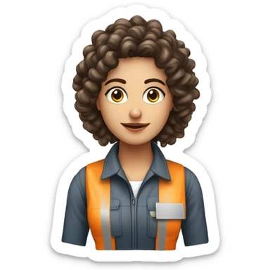 solo parte de ingeniera industrial mujer con pelo lago rizado castaño con mechones rubios y ojos grandes caferriba  sticker
