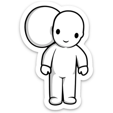 grey human silhouette frontal view with no facial features, no face, no eyes, no nose, no mouth, simple outline sticker