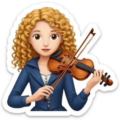 girl with curly very long hair playing violin sticker
