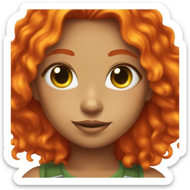 girl with orange skin, red flaming hair, and glowing green eyes sticker