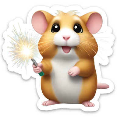 Christmas hamster with sparkler sticker