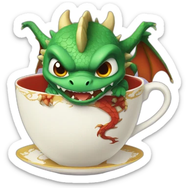 Angry dragon in the teacup sticker