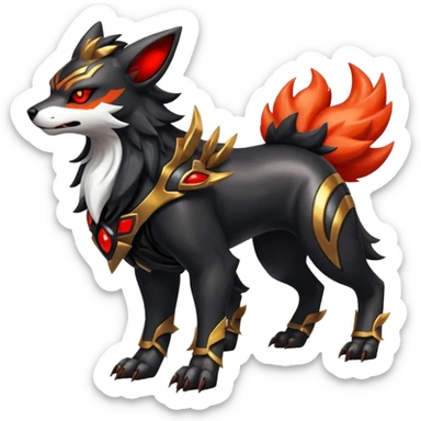 Shiny Gothic Exotic Futuristic Houndoom-Arcanine-Zorua-Torracat-Pokémon-Fakémon-hybrid-creature sticker