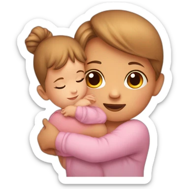 a baby in the arms of a girl sticker