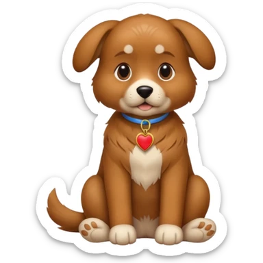 Dog sitting like a human with paw  by its chest sticker