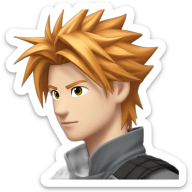 Cloud strife ginger hair. Black ninja clothes full body spiritual sticker