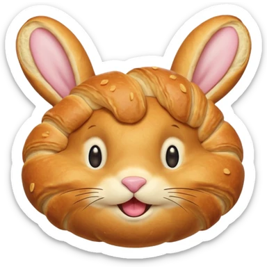 croissant with bunny face sticker