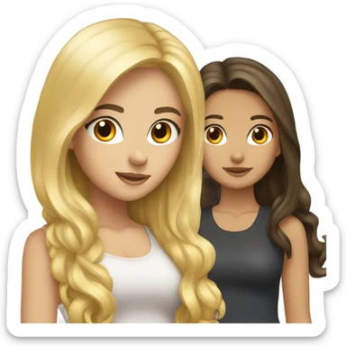 Best friends blonde girl and brunette girl sticker