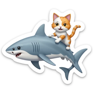 A cat jumping over a shark sticker