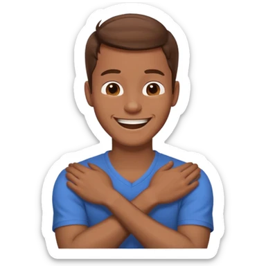 arms crossed holding neck laughing guy sticker