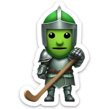 A Green Knight With Hockey Stick  sticker
