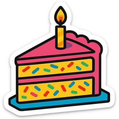 slice of funfetti birthday cake sticker