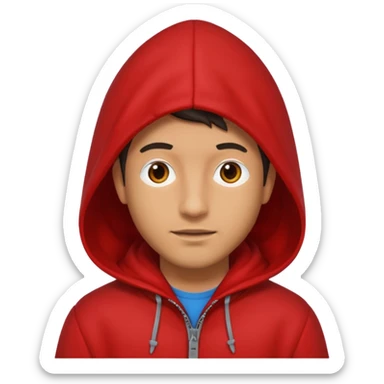 Man in red coat, hood up sticker