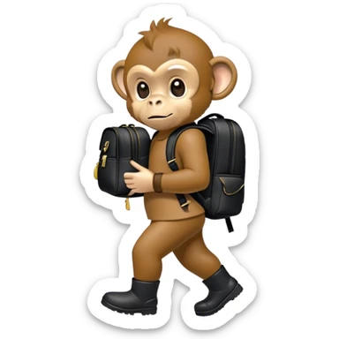 Monkey with black ugg boots and black backpack sticker