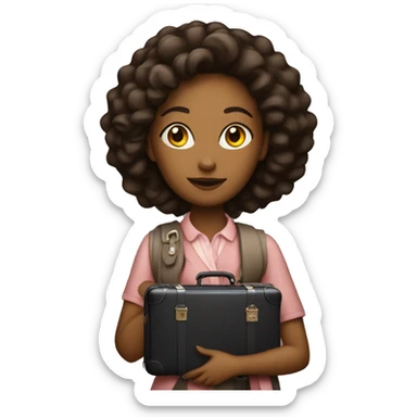 women with a suitcase LV sticker