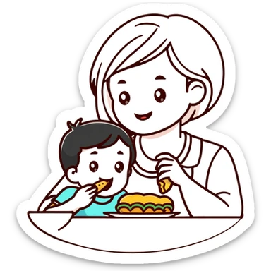 Mom eating kid sticker