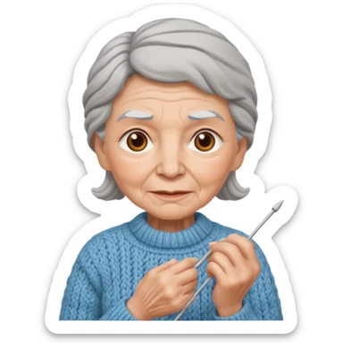 elderly woman knitting sticker