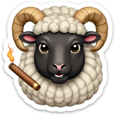 Black ram sheep with cigar sticker