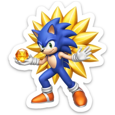 I want Sonic the hedgehog with the 7 chaos emeralds and the Goku aura transformation, where is the super Sonic aura sticker