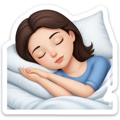 Brunette girl sleeping in the bed sticker
