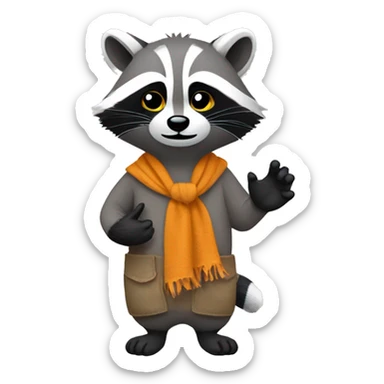 a raccoon with a rag in his hands sticker