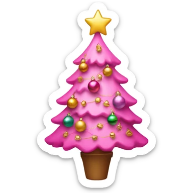 pink christmas tree with decorations  sticker