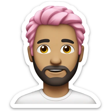 White male with bushy half black half pink hair  sticker