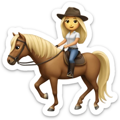 Tan girl with long blonde hair riding a horse sticker