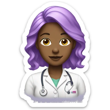white vet tech with purple and pink hair  sticker